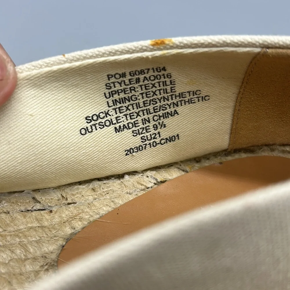 J. Crew Womens Color Block Canvas Jute Slip-On Espadrille Black & White Size 9.5